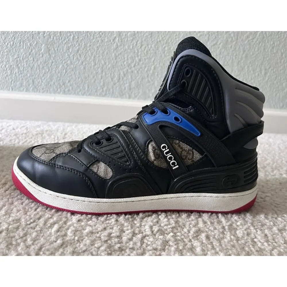 Authentic Gucci Basket high-top sneakers Demetra GG 8.5 (fits US 9.5) 673077